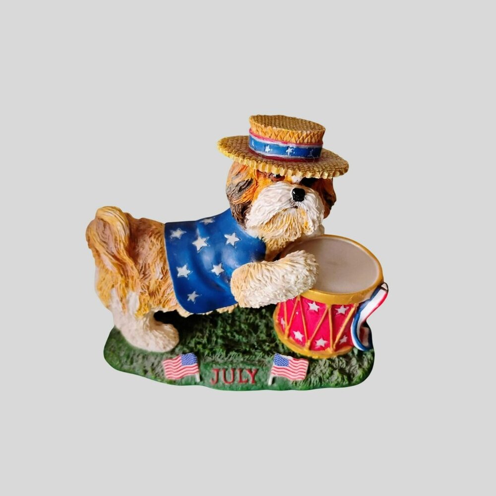 Patriotic Dog Figurine "July" By The Danbury Mint, Scottish Terrier, July 4th